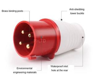 Prise de courant industrielle multifonctionnelle ignifuge PHLTD pour <span class=keywords><strong>salle</strong></span> de machines, IP44, 5P, 32A, encastrée <span class=keywords><strong>oblique</strong></span> - Product Image 4