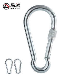 Xinda Carabiner Stainless Steel Gourd Shape <b>Locking</b> Safety Hook Outdoor Hiking Yoga Use - Product Image 3