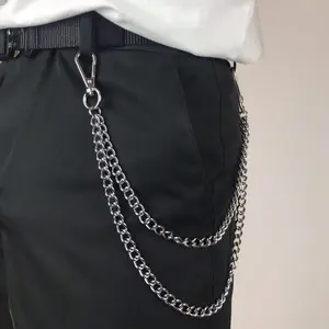 Chaîne de pantalon en métal punk rock pour hommes femmes porte-clés de taille portefeuille jean pantalon hip-hop chaîne bijoux accessoires