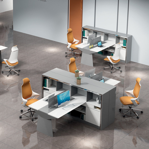 Modern High Quality White and Grey Office Furniture <strong>Corner</strong> Staff Desk with Storage Small Compact Modular <strong>Workstation</strong> - Product Image 2