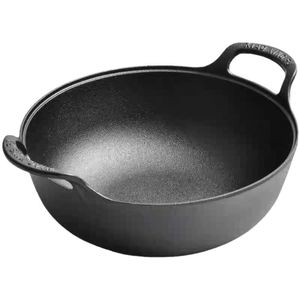 Ensemble de casseroles <span class=keywords><strong>en</strong></span> <span class=keywords><strong>fonte</strong></span> avec couvercle <span class=keywords><strong>en</strong></span> bois, cocotte multifonctionnelle à double poignée pour la cuisson du porridge, compatible avec les cuisinières à induction et à gaz - Product Image 6