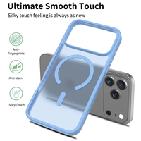 Étui de téléphone magnétique bleu clair durable pour iPhone 17 Pro Max étui antichoc couverture de téléphone portable sensation de peau étui de téléphone portable