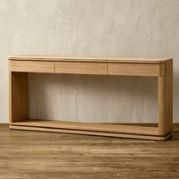 Meubles de salon de style rétro, table console en bois massif avec plateau en marbre, couleur personnalisable, avec 3 tiroirs pour appartement ou villa