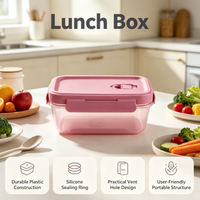 Boîte à lunch portable pour enfants, compatible micro-ondes, avec couvercle en plastique, joint d'étanchéité en silicone et trou de ventilation, pour la préparation des aliments et le stockage des légumes