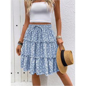 FOXA Women's Floral a Line Skirt High Waist Tiered Ruffle Flowy Chiffon Breathable - Product Image 4