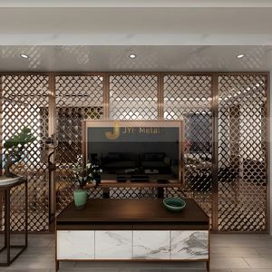 EX678 Cloison de séparation de luxe pour hall d'hôtel en acier inoxydable avec panneaux pliables découpés au laser, design moderne, finition dorée - Product Image 2