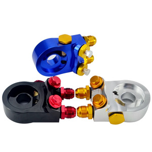 Adaptador de filtro de aceite con ángulo de inclinación de aluminio AN10 para modificación de automóviles, azul, negro, plateado, YB007 - Product Image 1