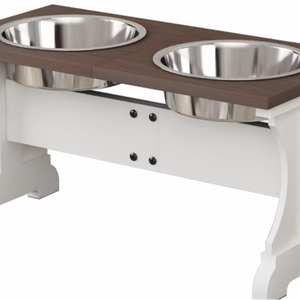 Eco-Friendly Classic Style Bamboo Raised Dog <strong>Bowls</strong> 2 <strong>Durable</strong> <strong>Pet</strong> Food Water <strong>Bowls</strong> Modern Indoor Cats - Product Image 1