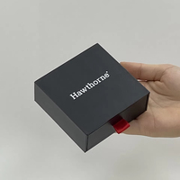 Paquet de boîtes à tiroirs rigides à glissière en noir mat imprimé avec logo personnalisé conception libre Boîte de papier pour parfum, bijoux cosmétiques