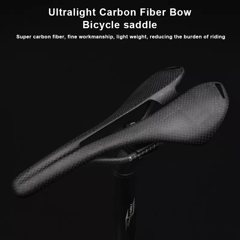 Selle Vélo Carbone Ultralégère CAR Bon – 130 G, Légèrement Rembourrée, Pour Route, Gravel Et VTT, Noir