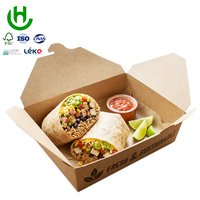 Caja para Hamburguesas de Cartón Kraft Marrón Hongchang, con Logotipo Personalizado, Embalaje de Alimentos al por Mayor, Resistente a la Grasa, para Comida Rápida para Llevar