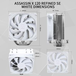 Refroidisseur d'air pour processeur Thermalright Assassin X 120 SE blanc, 4 caloducs, roulement S-FDB, ventilateur PC silencieux, compatible avec AMD AM4 - Product Image 3