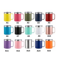 Mug de camping isotherme à double paroi en acier inoxydable 304 avec poignée, personnalisable avec logo, 12oz, 14oz, 16oz