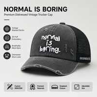 Gorras deportivas unisex de malla estilo streetwear con letras bordadas en relieve, de sarga de algodón lavada vintage, desgastadas, al por mayor, con cierre snapback