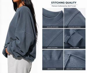Felpa da donna personalizzata con <span class=keywords><strong>collo</strong></span> alto, traspirante, oversize, 400 gsm, con spalle scese, girocollo. - Product Image 5
