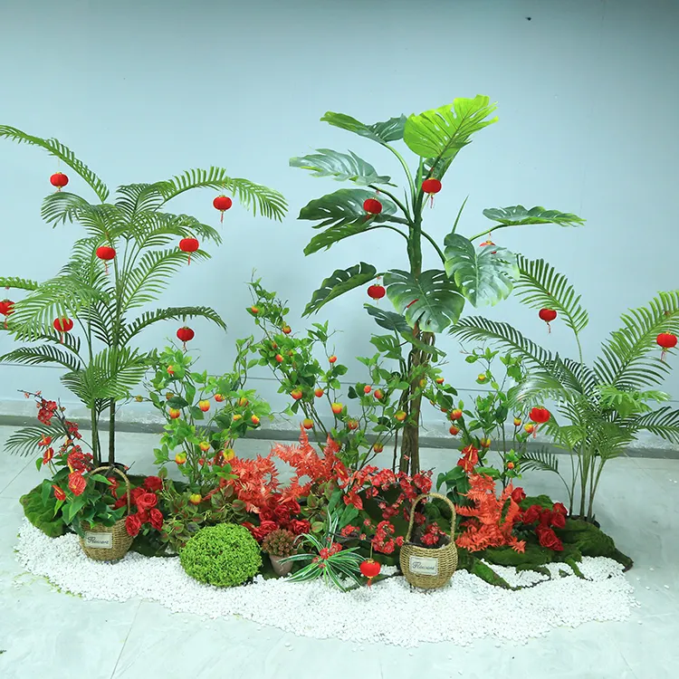 Modern Indoor Home Decor Large Outdoor Tropical Plastic Bonsai Banana Palm Artificial Plants Trees