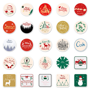 50 pezzi, adesivi impermeabili in PVC creativi in PVC stampati a taglio pieno in cartone animato di natale Babbo Natale, adesivi impermeabili in PVC - Product Image 3
