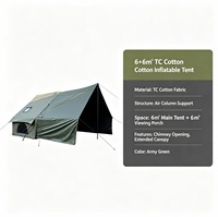 Tente de camping gonflable double couche 6+6 Ridge avec tissu Oxford imperméable et pare-soleil, prête à l'emploi, quatre saisons