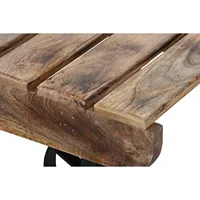Table basse en bois de manguier et métal 130x80x32 cm avec roulettes finition naturelle