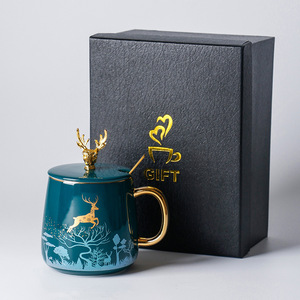 Ensemble cadeau <span class=keywords><strong>de</strong></span> Noël chaud ensemble <span class=keywords><strong>de</strong></span> tasses 300ml en céramique wapiti ensemble <span class=keywords><strong>de</strong></span> tasses <span class=keywords><strong>de</strong></span> Noël couvercle <span class=keywords><strong>de</strong></span> <span class=keywords><strong>tasse</strong></span> à café et cuillère <span class=keywords><strong>tasse</strong></span> à thé boîte-cadeau pour le bureau à domicile - Product Image 5