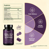 Gummies Probiotiques et Prébiotiques Formule Quotidienne Avancée 50 Unités Framboise Bleue Marque Privée OEM ODM Prix de Gros