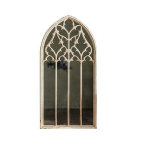 Espejo de pared estilo francés con forma de arco, marco de madera maciza para sala de estar o vestidor. - Product Image 5