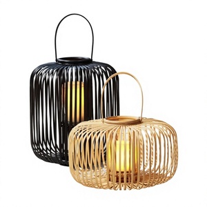 Lanterne suspendue bohème rustique en bambou de haute qualité, naturelle, faite à la main, lavable, décoration pour la maison et l'hôtel - Product Image 1