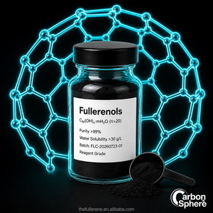 Fullerenolo Idrossilato Idrosolubile, Fullereni 99% Grado Reagente C60(OH)n N>20 Polvere Nera - Product Image 1