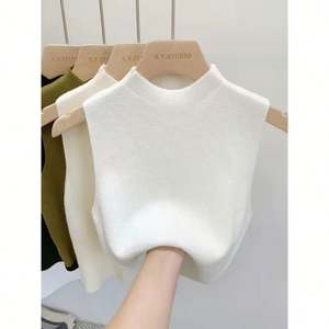 Winter Bulk Stock <b>Womens</b> <b>Sweater</b> Short <b>Vest</b> High Quality Casual Sleeveless V-Neck Pullover Tank Top <b>Womens</b> <b>Sweater</b> <b>Vest</b> - Product Image 1