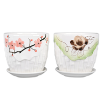 Lot de 3 pots de fleurs en céramique avec support, style luxe léger, cadeau de mariage ou de déménagement, ensemble de jardin nordique avec trou de drainage et auto-arrosage