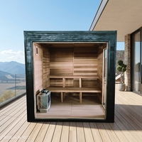 Penjualan Harga Pabrik Sauna Tradisional Dalam Ruangan untuk 4 Orang dari Kayu Hemlock dengan Uap Basah dan Kering serta Panel Kontrol