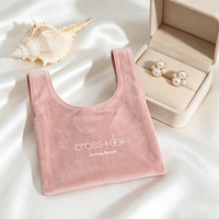 Pochette en velours personnalisée avec logo imprimé pour voyage, mariage, fête, cadeau de luxe rose mignon, sac à main en velours pour cosmétiques, sac fourre-tout