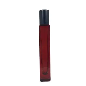 定制红色方形滚球唇彩瓶10毫升高卷香水瓶用于化妆品包装