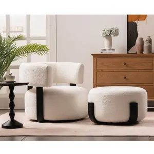 Boucle set perabotan kursi, aksen kursi tunggal kursi sofa bulat kursi tunggal sofa boucle