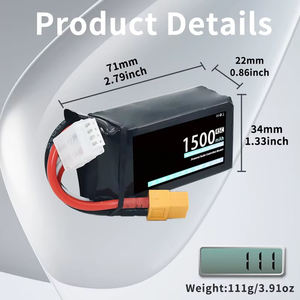Аккумулятор LiPo 3S 11.1В 1500мАч 45C с разъемами T, XT30, XT60 для радиоуправляемых моделей автомобилей, лодок, квадрокоптеров, вертолетов, дронов, грузовиков, самолетов 602535 606090 - Product Image 4