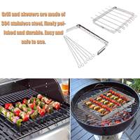 Barbecue Grill Extérieur Kebob BBQ Grill Brochettes Ensemble Durable Pliable En Acier Inoxydable BBQ Grill Rack avec 6 Brochettes