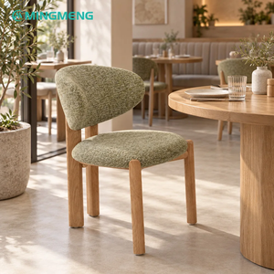 Light Solid Wood Frame <b>Dining</b> <b>Chair</b> Blue Fabric Cushion Square Restaurant Table Hospitality Furniture Set - Product Image 3