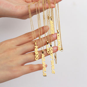 Collier en acier inoxydable 12 signes du zodiaque, lettre verticale, Logo personnalisé, astrologie, <span class=keywords><strong>Horoscope</strong></span>, bijoux, vente en gros - Product Image 5