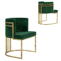 Chaise de salle à manger moderne en acier inoxydable, rembourrée en velours avec capitonnage large, nouveau mobilier pour restaurant et usage domestique