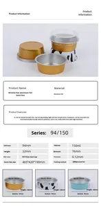 Moules à pâtisserie en aluminium jetables carrés de 150 ml/5 oz, noir et or, pour muffins, gâteaux, contenants en aluminium pour fête de Noël - Product Image 6