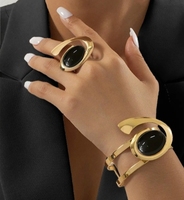 Ensemble de bracelet et bague en spirale de perles de petite taille - Accessoires à la mode, individualistes et polyvalents YU-0364
