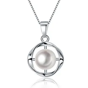 925 Sliver Fashion Grace And Temperament Pearl Round Shape Necklace Pendant