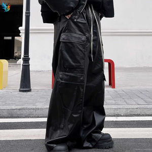 <span class=keywords><strong>Pantaloni</strong></span> Cargo in <span class=keywords><strong>Ecopelle</strong></span> Nera Personalizzati, Larghi e Comodi, Stile Hip Hop con Tasche per <span class=keywords><strong>Uomo</strong></span> - Product Image 6