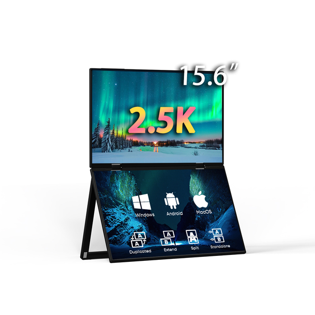 15.6 Inch Portable Monitor with Dual Screen High Definition IPS LCD Type C Interface for Mac Image Editing and Office Use