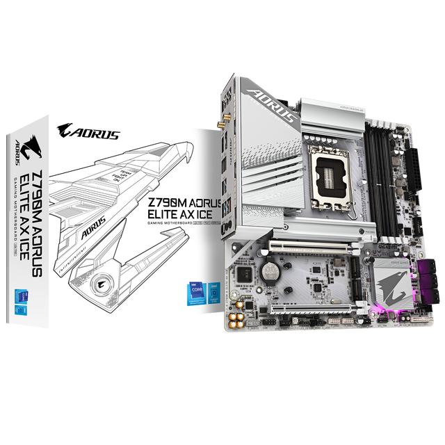 Z790M AORUS ELITE AX ICE White Motherboard Computer Motherboard Supports 4XDDR5 BT5.3 LGA1700 Multi-interface