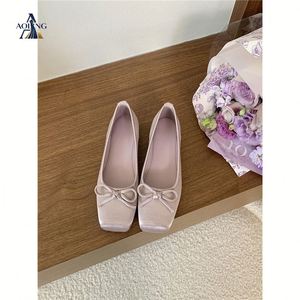 Nuevas Bailarinas <span class=keywords><strong>de</strong></span> Satén con Punta Cuadrada y Lazo, Estilo Hada, <span class=keywords><strong>de</strong></span> Alta Calidad y Precio Accesible, para Mujer, Modelo 2026 - Product Image 4