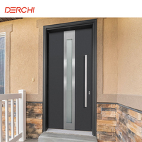 Porte d'entrée pivotante moderne en acier inoxydable de luxe sur mesure, porte extérieure de sécurité, porte pivotante en aluminium noir