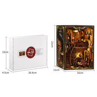DIY Serre-livres en bois style cabane antique, niche à livres créative, modèle de maison miniature 3D à assembler, fait main, 21x11x16cm