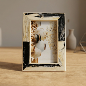 Elegante Marco de Fotos Rectangular de Madera, Diseño Vertical para Mesa, Patrón de Mármol Blanco y Negro, Decoración para el Hogar, Regalo, Decoración de Pared - Product Image 1