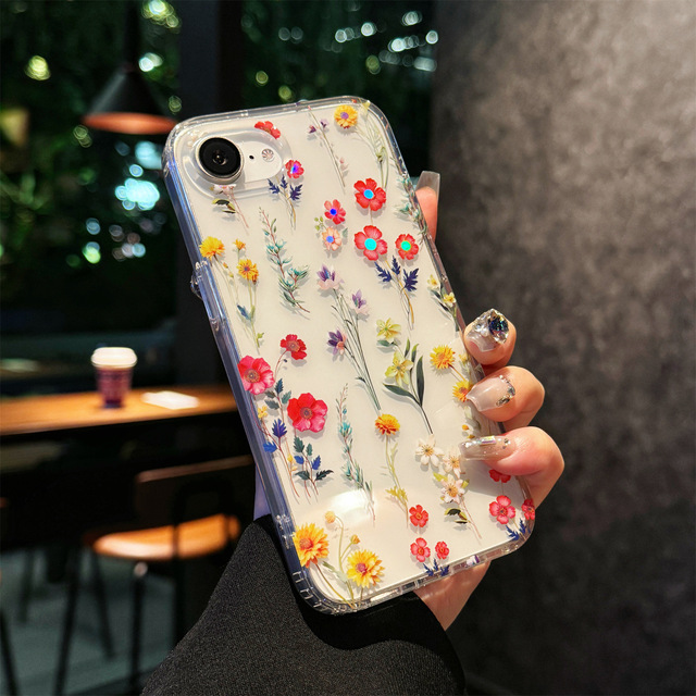 Clear Shockproof case for iPhone 16e Floral Art TPU Protection for Women Girls Compatible for iPhone 16 15 14 13 Pro Max Models